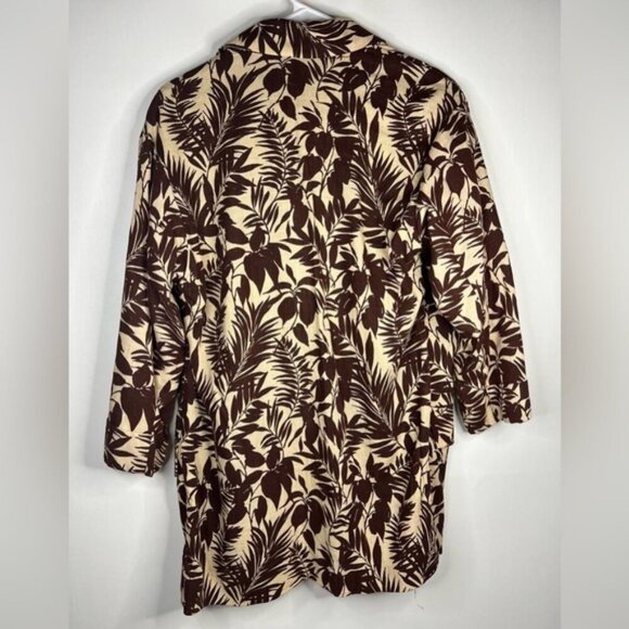 NWT‎ MANGO LINEN Blend Tropical Print Notch Collar Blazer Front Flap Pockets XS - Picture 3 of 13